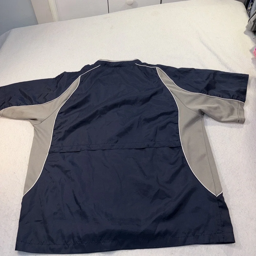 Mizuno Baseball Shirt Mens Medium Blue Gray Windbreaker Jacket Warm Up 1/4 Zip